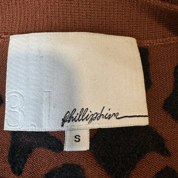 3.1 Phillip Lim Leopard Print Gray Merino Zip Cardigan Size S - Picture 8 of 12